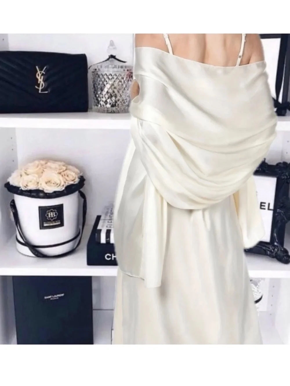 100% SILK SATIN White Large Shawl Scarf Wrap Wedding Bridal Bridesmaid Cover up